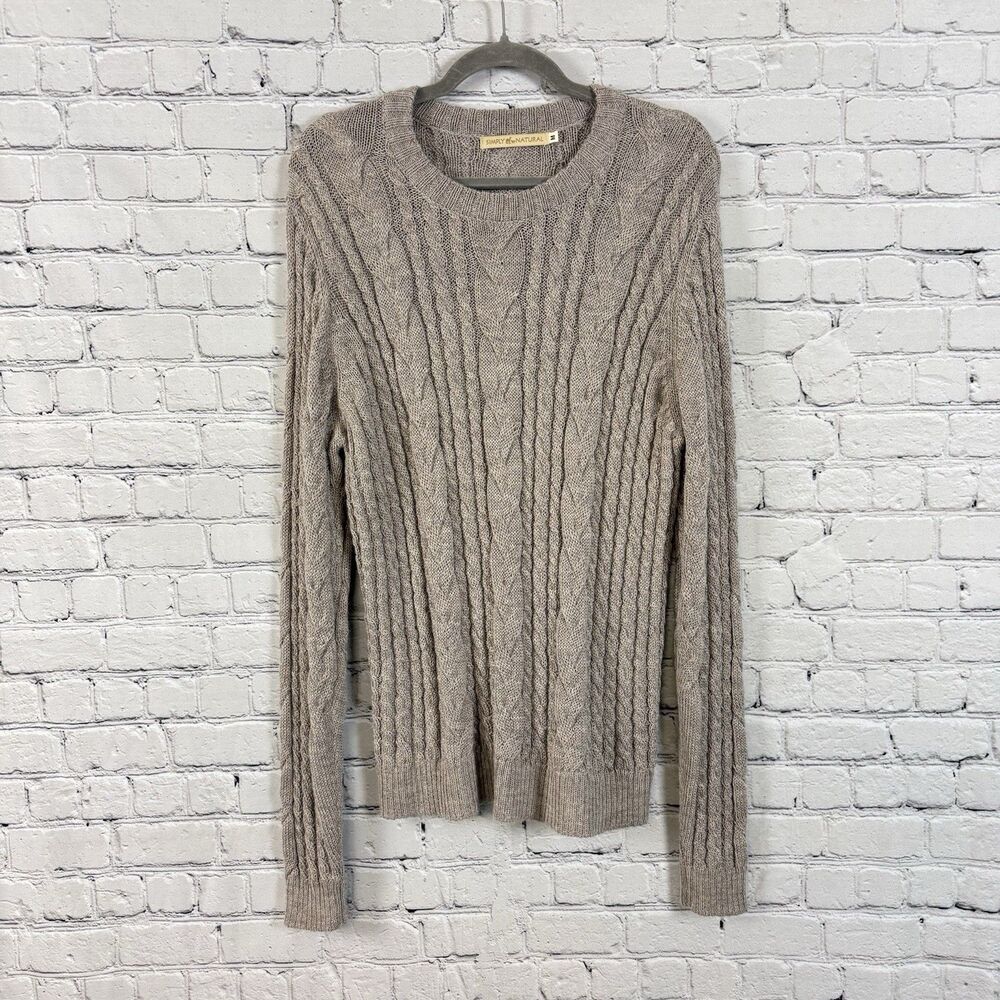 Simply Natural Cable Knit Tunic Baby Alpaca Sweater Beige Womens M Minimalist